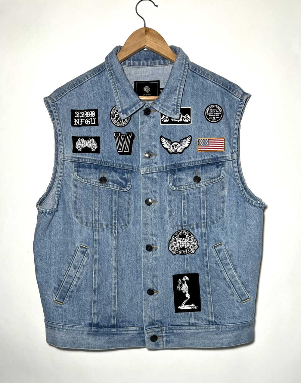 Rare Darc Sport Wolves Club Patched Denim Vest Limited Edition 105/500 Size M